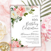 Invitation Romantique Botanique Blush Rose Floral 60e anniver