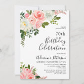 Invitation Romantique Botanique Blush Rose Floral 70e anniver (Devant)