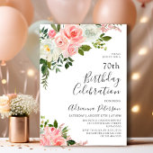 Invitation Romantique Botanique Blush Rose Floral 70e anniver