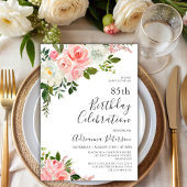 Invitation Romantique Botanique Blush Rose Floral 85e anniver
