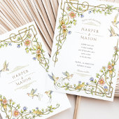 Invitation Romantique Botanique Floral & Mariage d'oiseaux