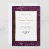 Invitation Romantique Bourgogne Floral Blanc Mariage or (Devant)
