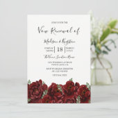 Invitation Romantique Bourgogne Rose Vow Renouvellement Invit (Debout devant)