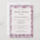 Invitation Romantique Bourgogne Rouge Argent Fête des mariées (Devant)