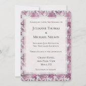 Invitation Romantique Bourgogne Rouge Argent Mariage Floral (Devant)