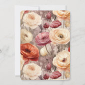 Invitation Romantique Bourgogne Rouge crème Mariage Floral (Dos)