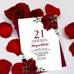 Invitation Romantique Bourgogne Rouge Rose 21e anniversaire I<br><div class="desc">Romantique Bourgogne Rouge Rose 21e anniversaire Invitation Voir la collection correspondante en magasin</div>