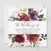 Invitation Romantique Bourgogne Rouge Rose Mariage (Devant)