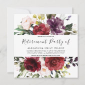 Invitation Romantique Bourgogne Rouge Rose Parti de retraite (Devant)