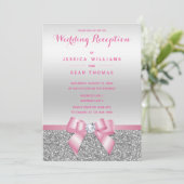 Invitation Romantique Bow rose Argent Parties scintillant Réc (Debout devant)