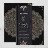 Invitation Romantique Calligraphie noire Toutes les invitatio (Devant / Derrière)