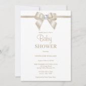 Invitation Romantique Champagne Bijoux Baby shower Bow (Devant)
