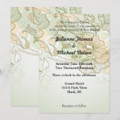 Invitation Romantique Coeur d'âme vert Mariage floral (Devant / Derrière)