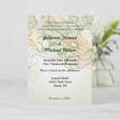 Invitation Romantique Coeur d'âme vert Mariage floral (Debout devant)