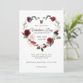 Invitation Romantique coeur floral Célébration de la Saint-Va (Debout devant)