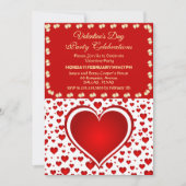 Invitation Romantique Coeurs de pluie rouge Saint Valentin (Devant)