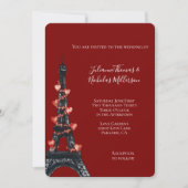 Invitation Romantique Coeurs rouges Mariage Tour Eiffel (Devant)