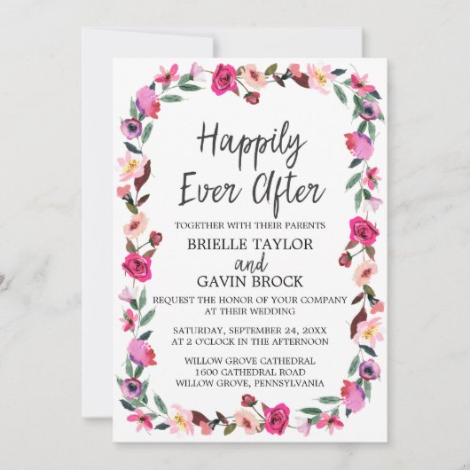 Invitation Romantique Conte de Fairytale Heureux Jamais après (Devant)