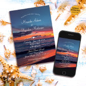 Invitation Romantique Coucher de soleil bleu Tropical Beach M