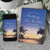 Invitation Romantique coucher de soleil Palm Beach String Mar
