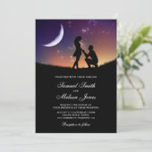 Invitation Romantique Couple Crescent Lune et étoiles Mariage (Debout devant)