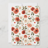 Invitation Romantique Crème rouge Fête des mariées florale (Dos)