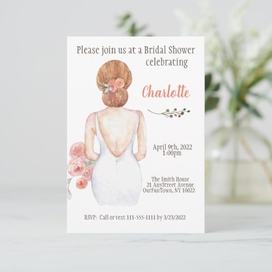 Invitation romantique de douche de mariée (Debout devant)