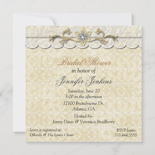 Invitation romantique de Fête de la mariée de (Devant)