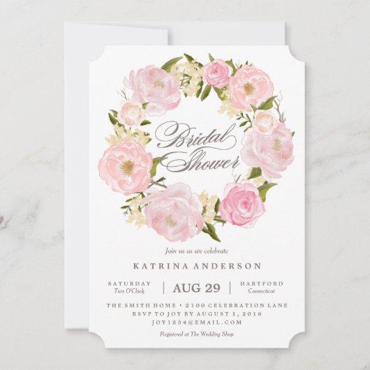 Invitation romantique de Fête de la mariée de (Devant)