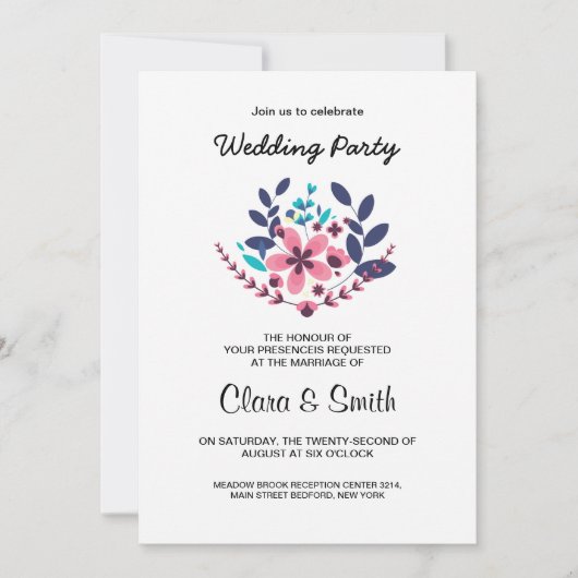 Invitation romantique de noce (Devant)