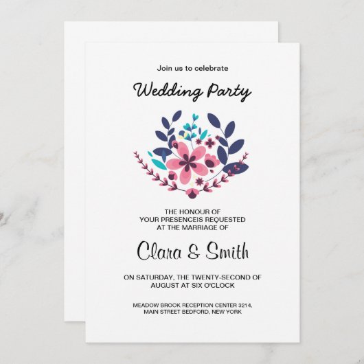 Invitation romantique de noce (Devant / Derrière)