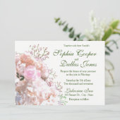 Invitation Romantique dentelle blanche hydrangée roses rose M (Debout devant)