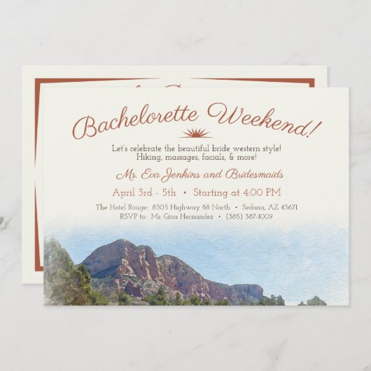 Invitation Romantique Dessert Bachelorette Week-end (Devant / Derrière)