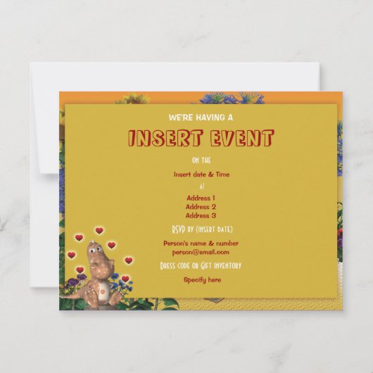 Invitation Romantique dragon mignon (Dos)