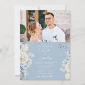 Invitation Romantique Dusty Blue Floral Mariage photo (Devant)