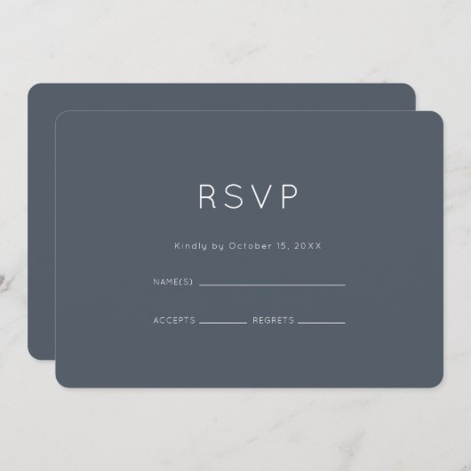 Invitation Romantique Dusty Blue Wedding RSVP (Devant / Derrière)