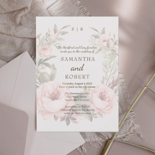 Invitation Romantique Dusty rose Faded FlorRose