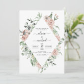 Invitation Romantique Dusty rose Photo Mariage Eucalyptus (Debout devant)