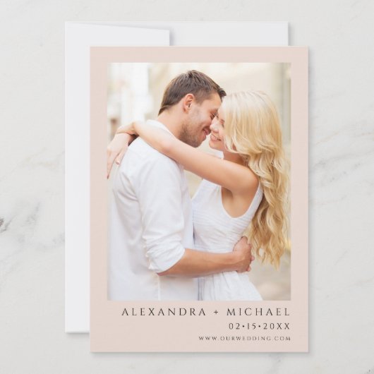 Invitation Romantique Dusty rose Photo Mariage Eucalyptus (Dos)