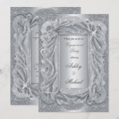 Invitation romantique, éclat scintillant en chiffon d'argent  (Devant / Derrière)