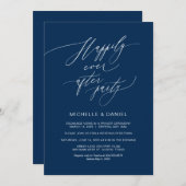 Invitation Romantique Écriture Bleu Marine, Mariage en Elopem (Devant / Derrière)