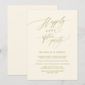 Invitation Romantique écriture dorée, Mariage en fuite (Devant / Derrière)