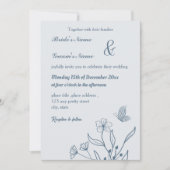 Invitation Romantique élégant bleu foncé mariage (Devant)