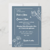 Invitation Romantique élégant bleu foncé mariage (Devant)