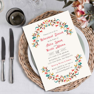 Invitation Romantique Élégant Floral Moderne Dîner de Répétit