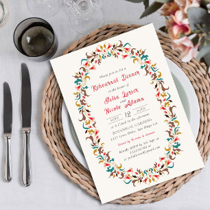 Invitation Romantique Élégant Floral Moderne Dîner de Répétit