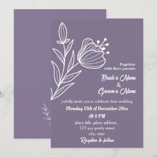 Invitation Romantique élégant mariage floral mauve