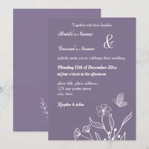 Invitation Romantique élégant mariage floral mauve
