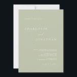 Invitation Romantique Élégant Mariage moderne Sage<br><div class="desc">Romantique Élégant Faire-part de mariage moderne Sage</div>