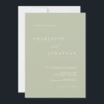 Invitation Romantique Élégant Mariage moderne Sage<br><div class="desc">Romantique Élégant Faire-part de mariage moderne Sage</div>